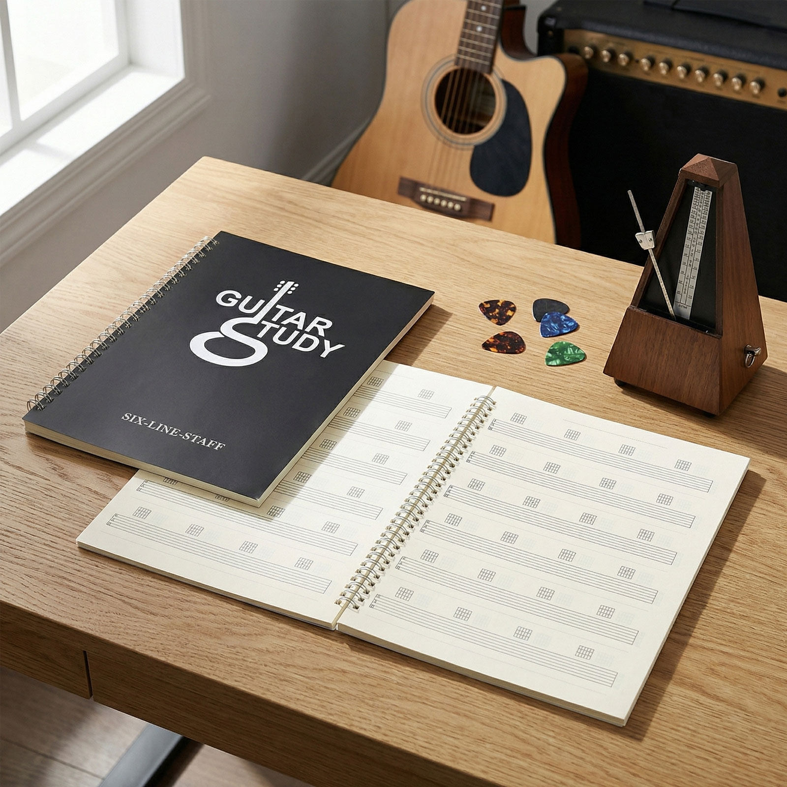 2 ชิ้น สมุดโน้ตเพลงกีตาร์ กระด - Blank Sheet Music Notebook บทวิจารณ์และราคา